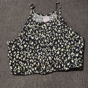 Floral Print Black Crop Top